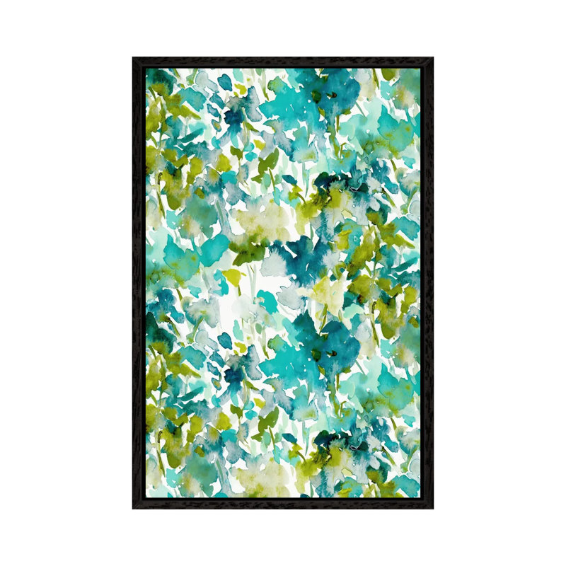 Local Colour, Teal by Jacqueline Maldonado - Painting on Canvas, 66.04 cm H x 45.72 cm W, Black Framed