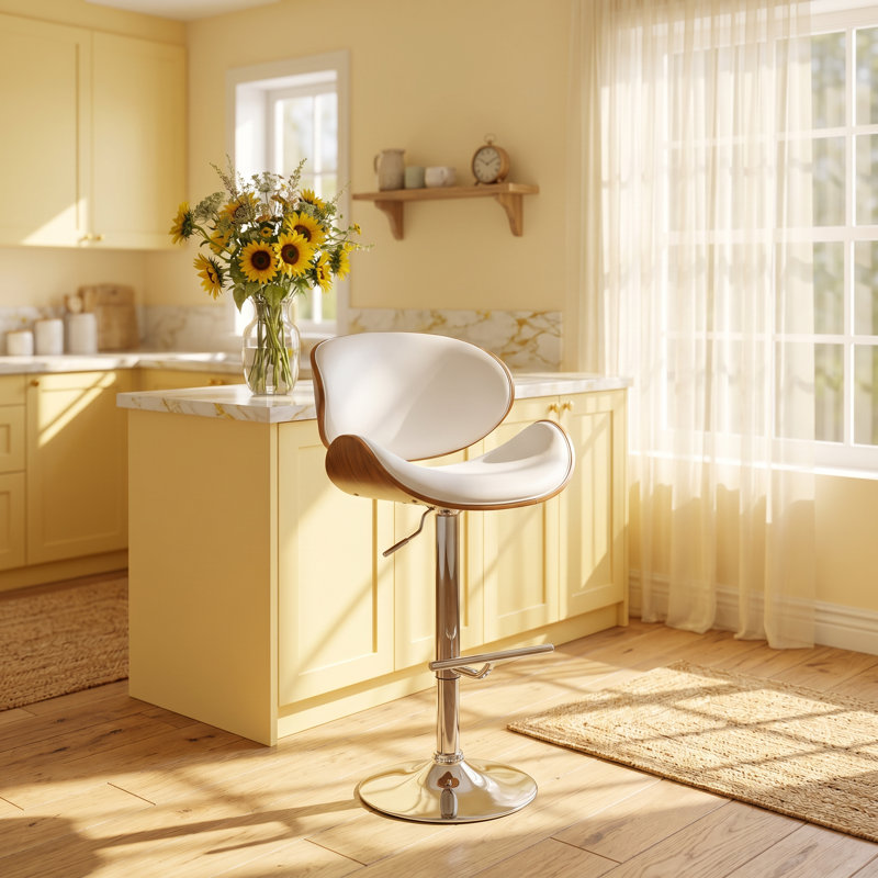 Tabouret de bar Christies Home l 21 po x P 21 po x H 44 po, White Seat/ Black Frame