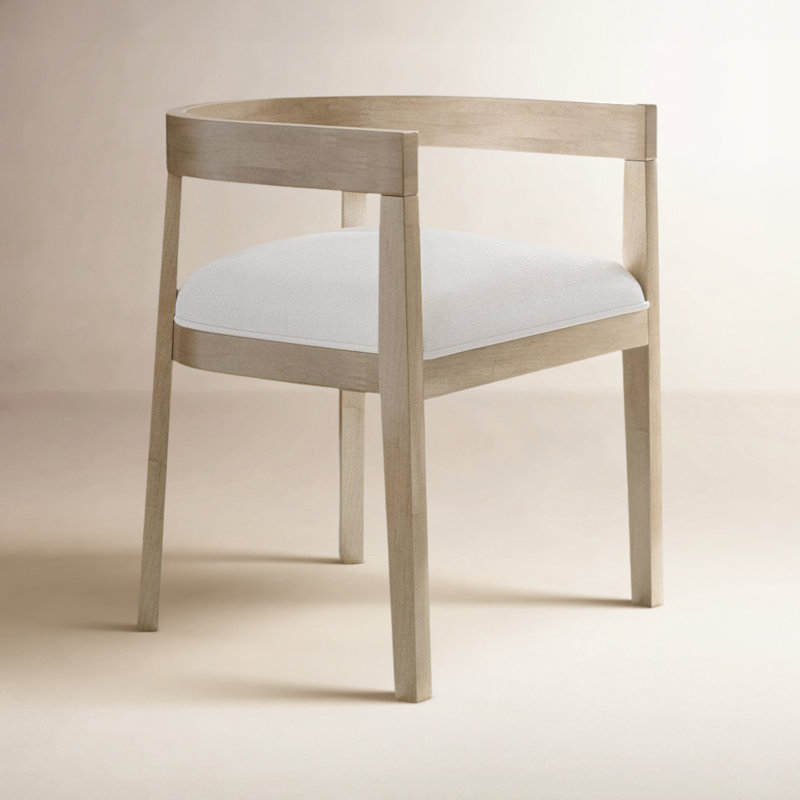 Chaises de salle à manger Daney, Mélange de polyester beige, Frêne clair