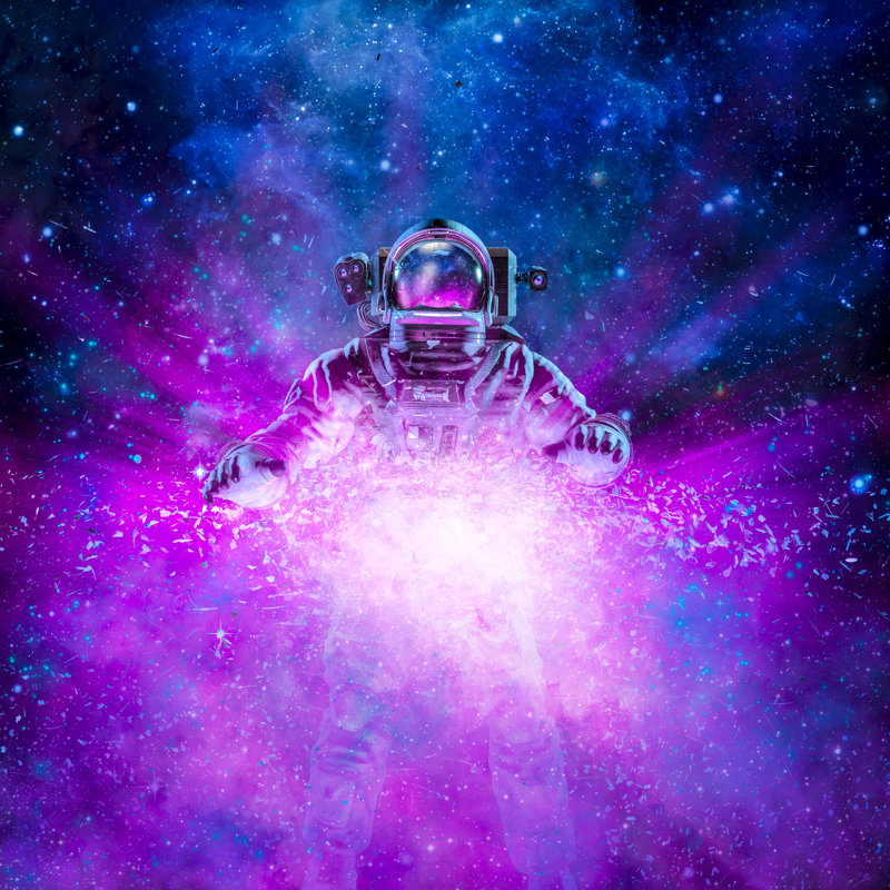 Cosmic Light Astronaut by Grandeduc - Wrapped Canvas Print, 91cm H x 91cm W x 3.8cm D
