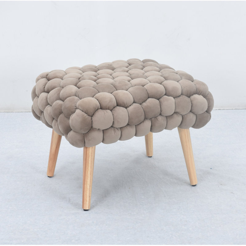 Aciel 56cm Wide Velvet Tufted Rectangle Geometric Shapes Footstool Ottoman, Brown