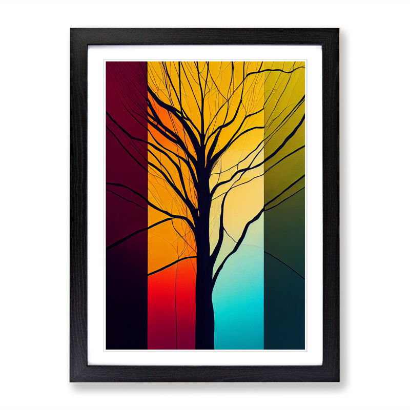 Tree Abstract in Colour Vol.1 1 Piece Single Picture Frame Wall Art, 64cm H x 46cm W x 2cm D, Oak