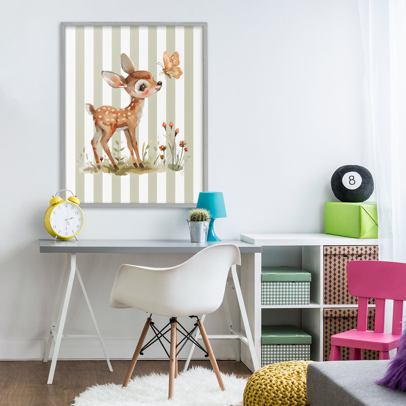 Bébé cerf avec giclée encadrée, design par LSR Design Studio, Estampe numérique Farmhouse, H 30 po x l 24 po