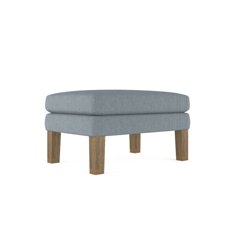 Charlton Ottoman, Plush Velvet Blue Print, Weathered