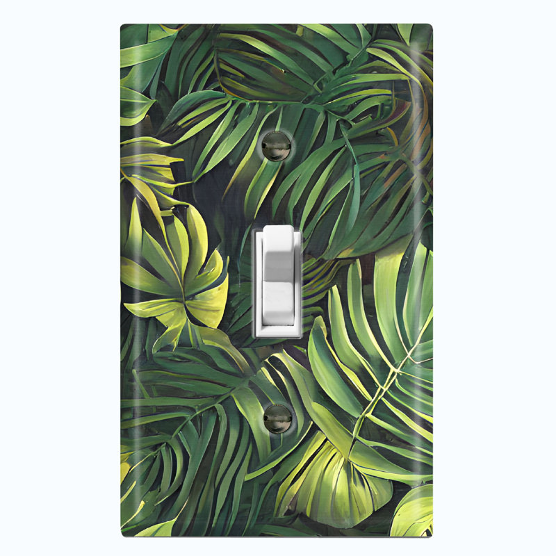 Plaque murale standard à interrupteur à bascule à feuilles vertes Green Jungle