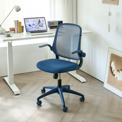 Ergonomic Mesh Task Chair with 90° Flip-Up Arms and High-Density Cushion, Blue