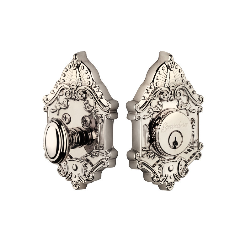 Grande Victorian Double Cylinder Deadbolt, Polished Nickel