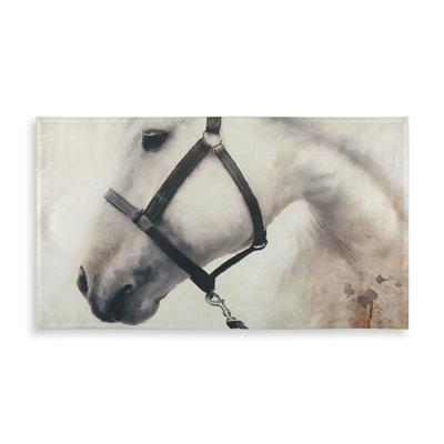 Darius the White Horse Tablecloth | Western Farm Decor