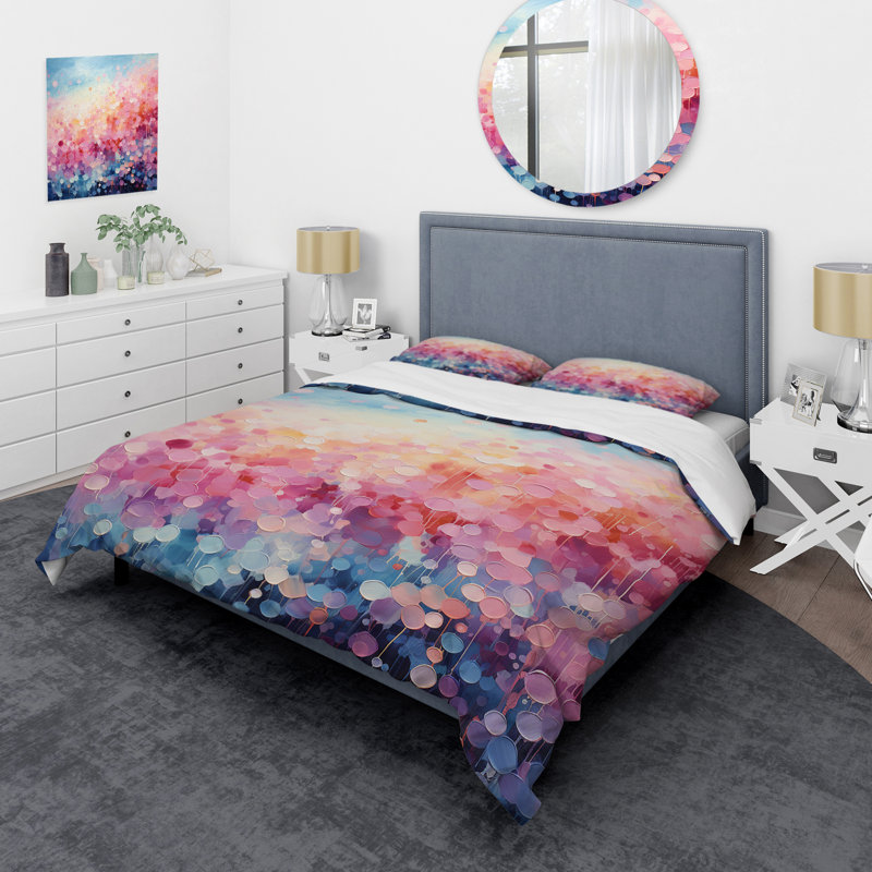 Literie , Housse de couette pour grand lit et 2 taies décor