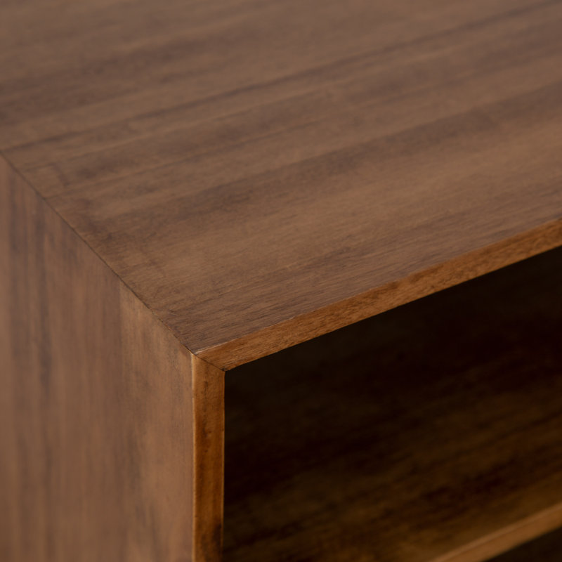 Adeana Poplar Floating Shelf with Drawer, Rustic Brown