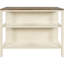 Îlot de cuisine rustique de 45 po avec plateau en bois massif - plateau en noyer et base blanc crème avec 2 tablettes ouvertes pour petits espaces