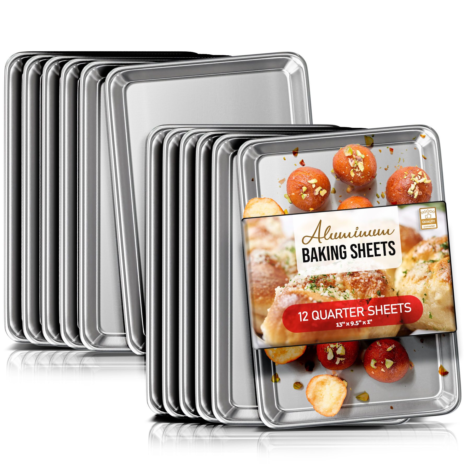 Joytable Aluminum Baking Sheet, Baking Pan Steel Cookie sheet, 9x13 Quarter Sheet  Baking Pan Size, Nonstick Quarter Sheet Pan, 6-Piece 