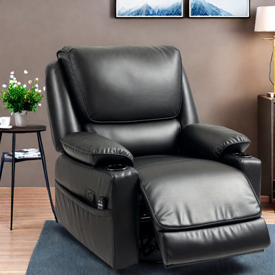 Fauteuils inclinables surdimensionnés avec massage et pivot, acier inoxydable en mousse noire
