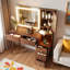 Bureau de maquillage avec miroir et lumières, 5 tiroirs, armoire de rangement en verre cannelé et prise de courant-658005322