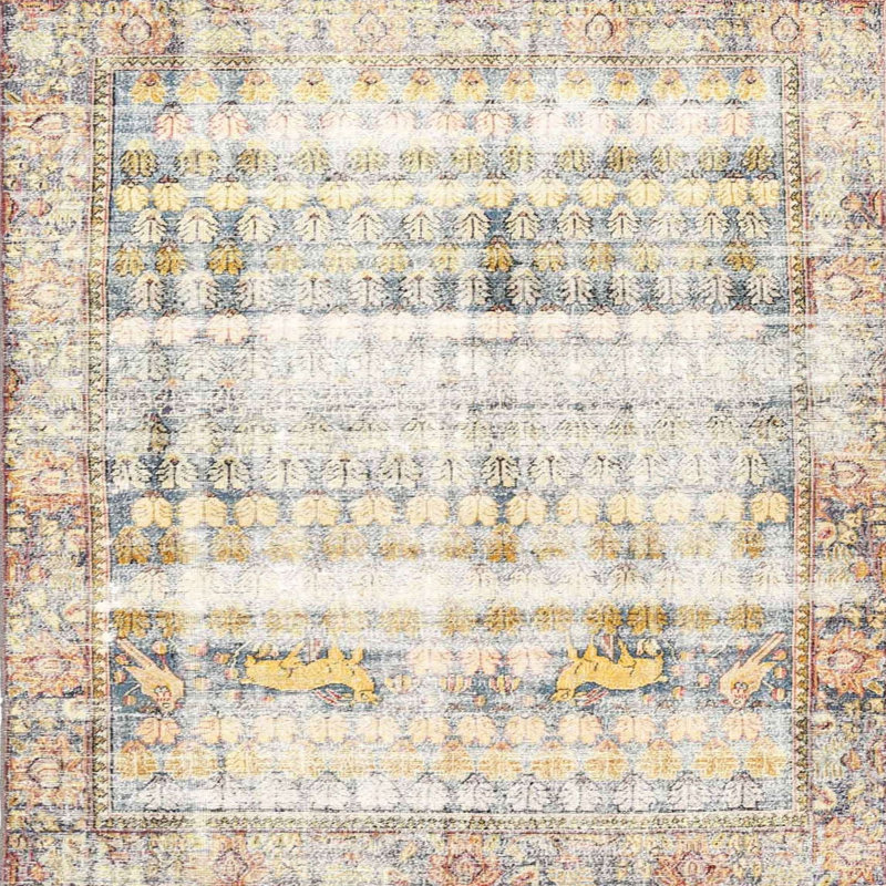 Tapis beige / jaune, Carré 7 pi