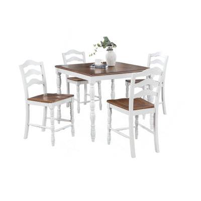 Ensemble de salle à manger blanc à hauteur de comptoir 5 pièces 4 chaises X