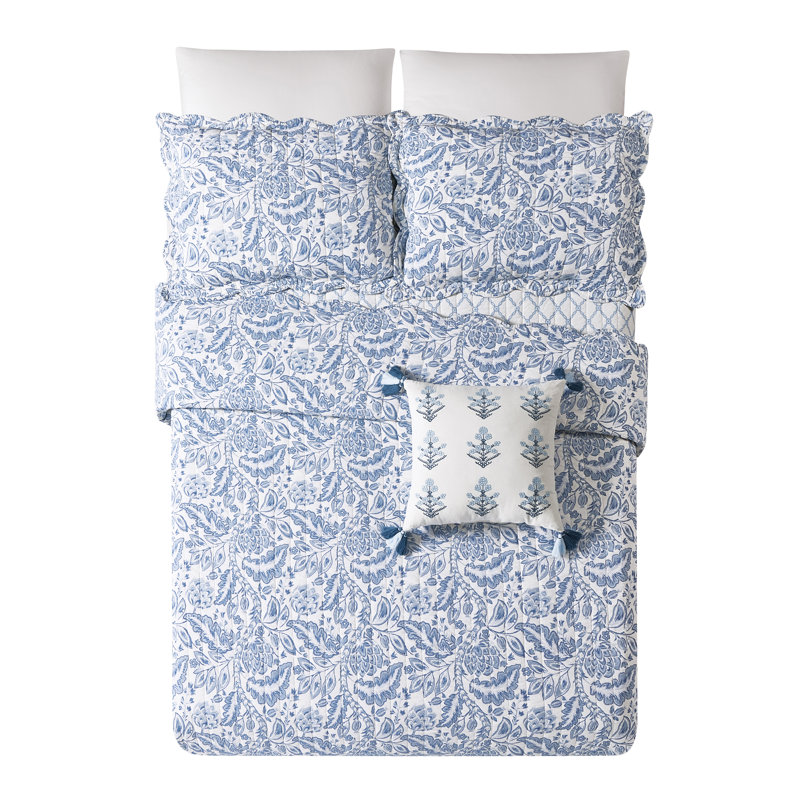 Peeples Song 3-Piece 100% Cotton Reversible Quilt Set, King Quilt + 2 King Shams
