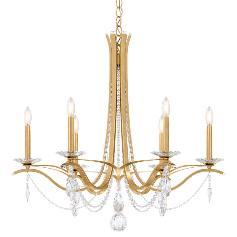 Vesca 6 - Light Chandelier, Heirloom Gold, Clear Heritage Crystal