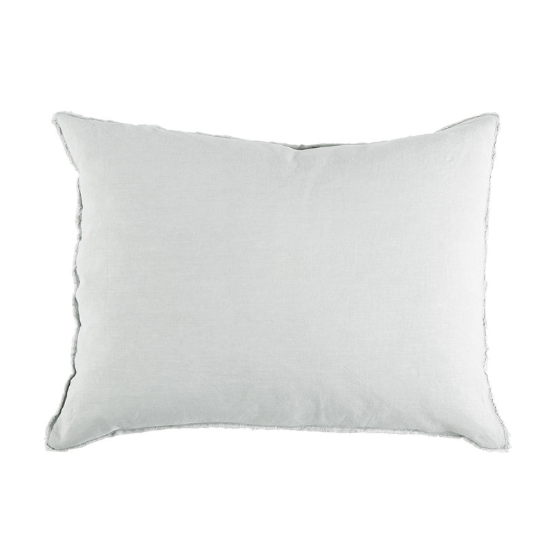 Taupe Standard Stonewashed Linen Sham with Frayed Edges