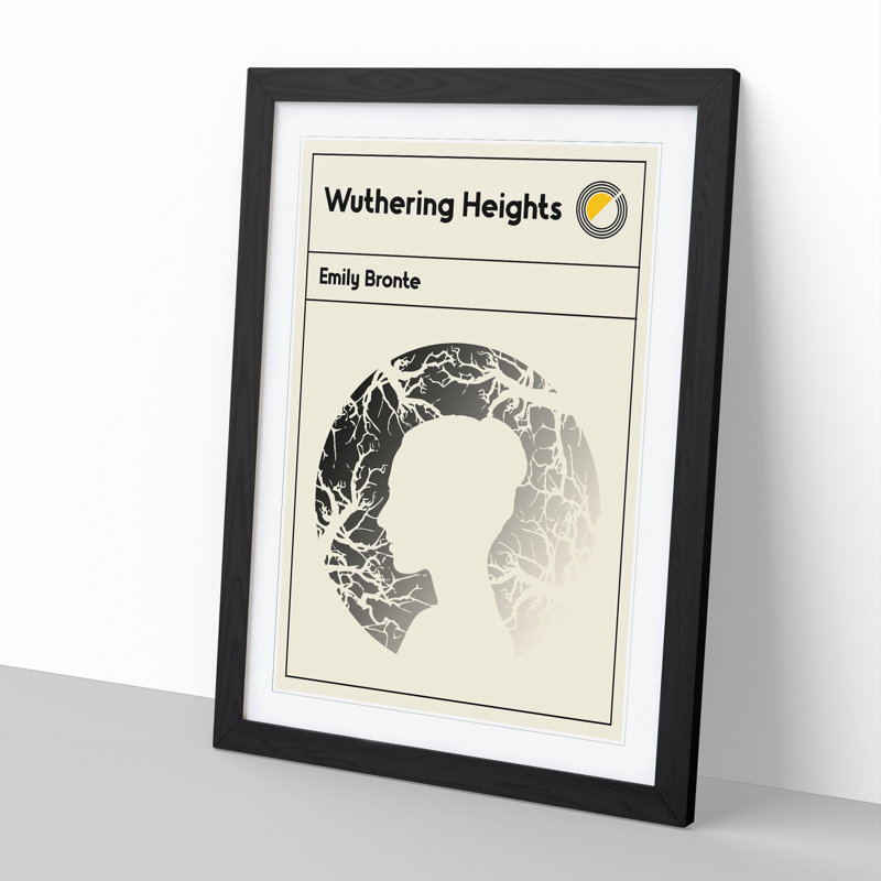 Book Cover Wuthering Heights Emily Bronte - Picture Frame Graphic Art, Black, 48cm H x 36cm W x 2cm D