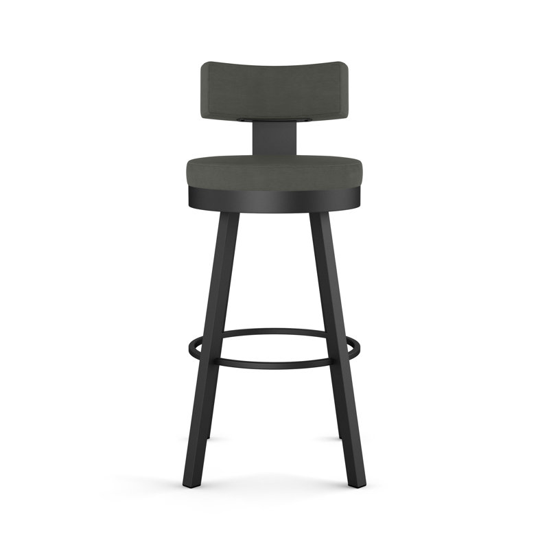 Tabouret de bar et de comptoir pivotant Morgan, Tabouret de comptoir (siège d'une hauteur de 26,6, Noir, Vinyle - Gris foncé