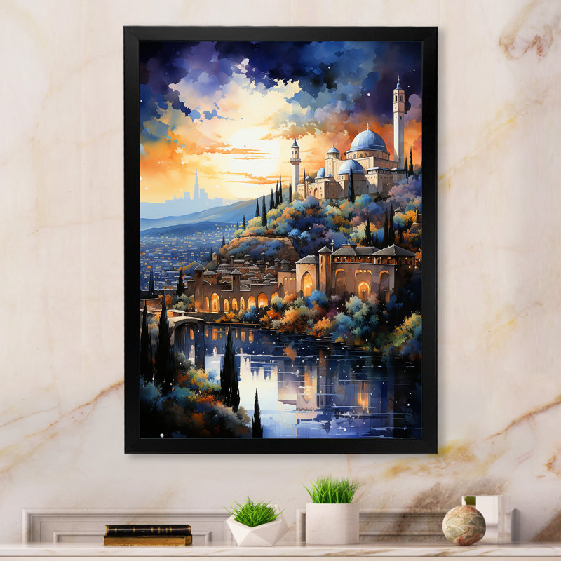 «Dreams de l'Islam Alhambra» sur toile, Cadre flottant noir, H 40 po x l 30 po x P 1,5 po