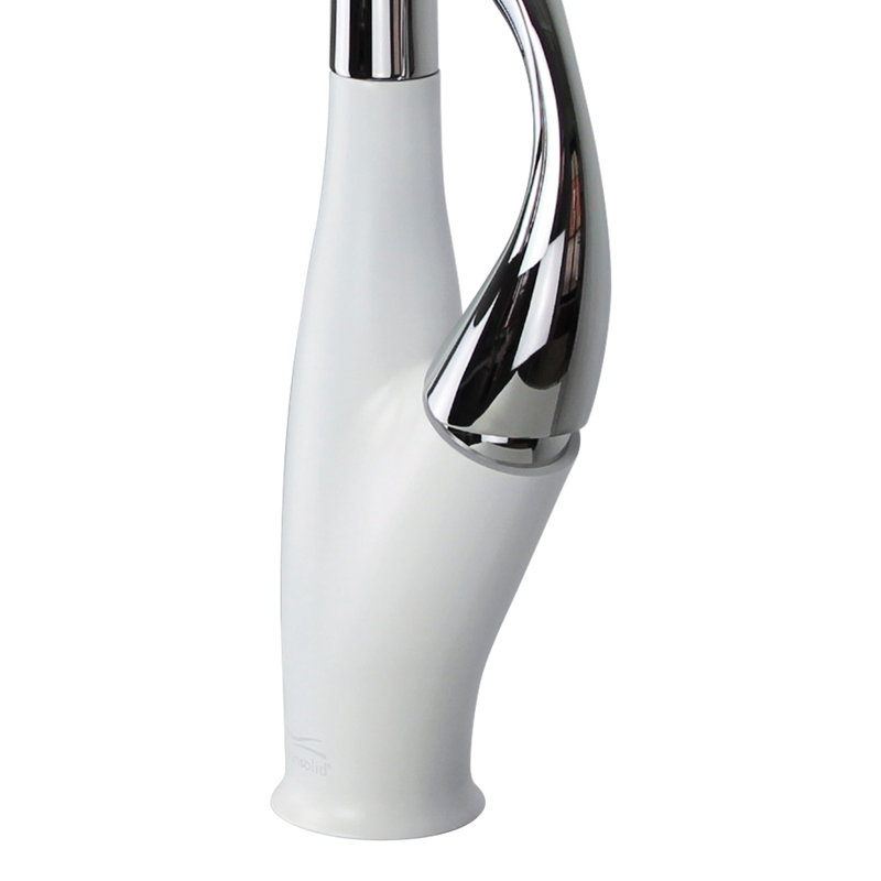 Transolid Layla Pull Out Kitchen Faucet, Polished Chrome/White