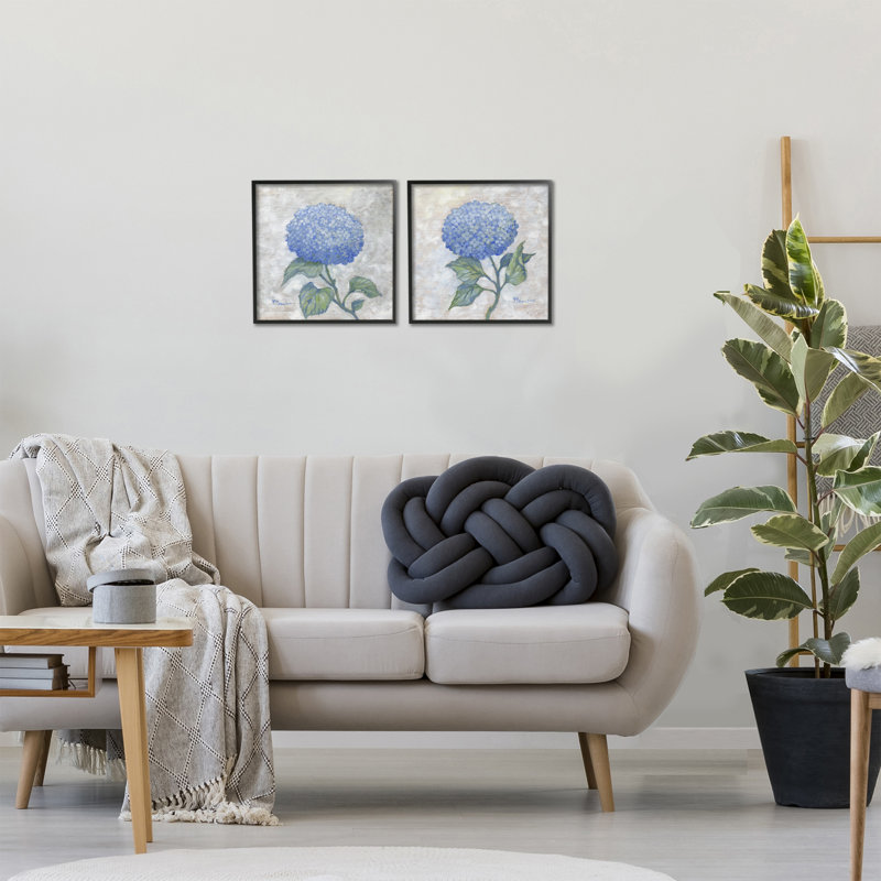 «Blue Hydrangea Garden Blooms», ensemble de 2 giclées encadrées par Paul Brent, H 12 po x l 24 po