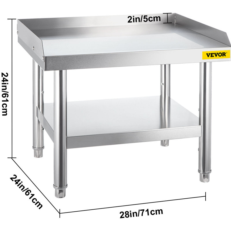 VEVOR 24'' Stainless Steel Adjustable Work Table with Undershelf
