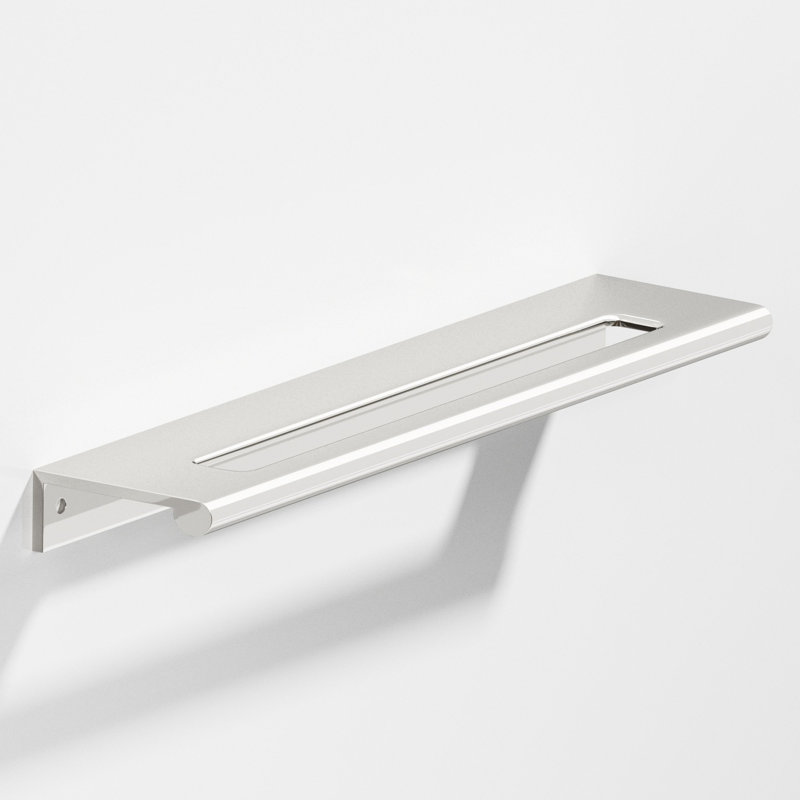 Poignée de bord avec rebord arrondi et découpe centrale, Nickel poli, 3"