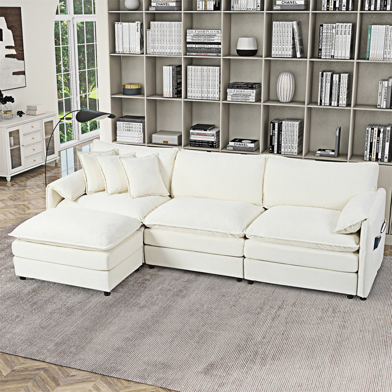 Modular Sectional Sofa Couch With Movable Ottoman