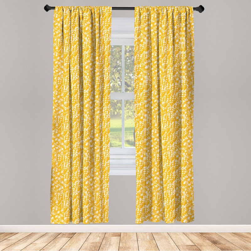 Botanical Floral Semi-Sheer Rod Pocket Curtain Panels, 28" x 95"