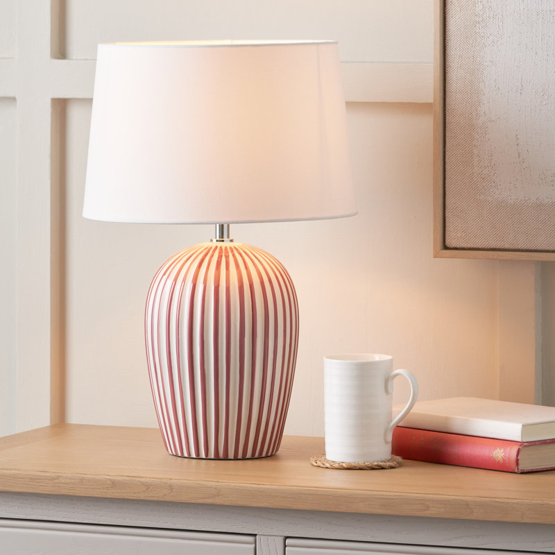 Ceramic Table Lamp, Red/White