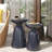 Metal S/2 End Tables In Navy Blue, Modern Design With Powder-Coated Iron Frame And Stable Pedestal Structure, 14.66"X14.66"X20.23" & 12.00"X12.00"X17.25", Assembly Required Blue Table , Construction,-496256669