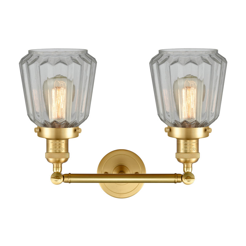 Éclairage pour salle de bain 2 lumières Vinson, Transparent, Ampoule DEL 6 watts Vinage, Or satiné