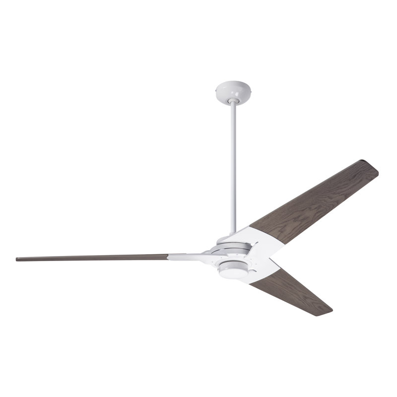 Torsion Downrod Ceiling Fan, Graywash, Gloss White, Handheld Remote