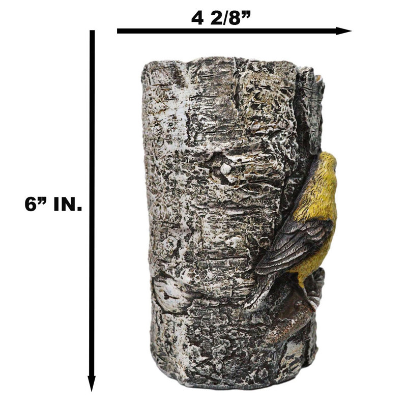 Bougeoir en forme de chardonneret jaune sur un bouleau, porte-bougie rustique, figurine d'oiseau