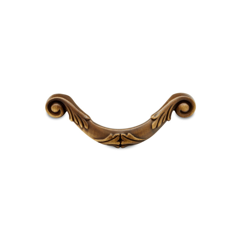 3 1/2" Center to Center Ornate Curved Drop Pull CP Series, Antique English