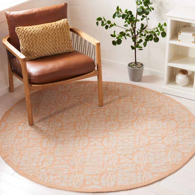 Tapis géométrique en laine crocheté à la main Baytown, Rond 5 pi 6 po