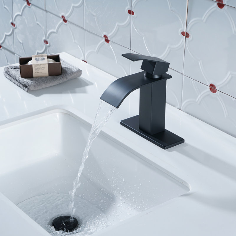Robinet de salle de bain avec ensemble de drain Centreset, Noir mat