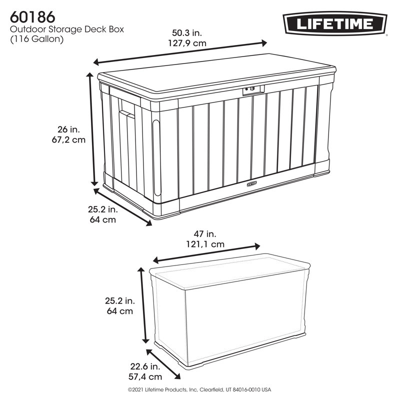 Lifetime 50.3'' W 116 Gallons Water Resistant Polyethylene Plastic Lockable Deck Box in Tan