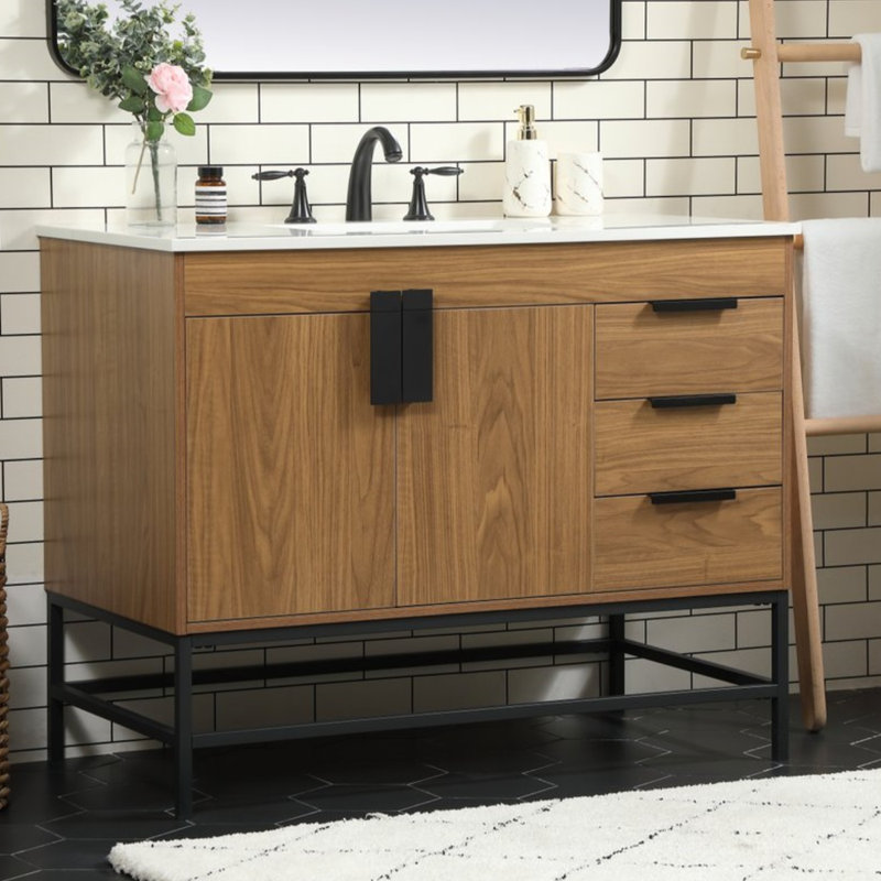 Ensemble de meuble-lavabo simple 42 po Eugene, Noyer brun