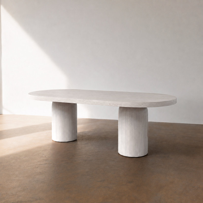Table de salle à manger Beavercreek, H 30 po x L 95,75 po x l 43,5 po, Blanc cérusé