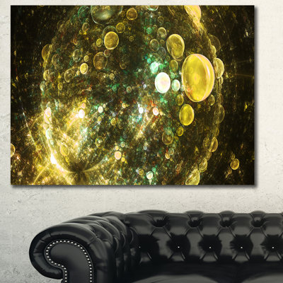 « yellow spherical bubble bubbles », impression sur toile tendue