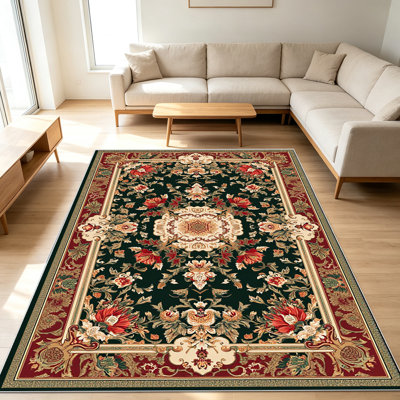 Tapis à motif floral traditionnel de 1 pièce pour le salon, doux et confortable, convenant à toutes les saisons, facile à entretenir, lavable à la machine, convient à la chambre à coucher, à la salle à manger, au bureau, au couloir, au patio, à la maison, à la décoration extérieure.
