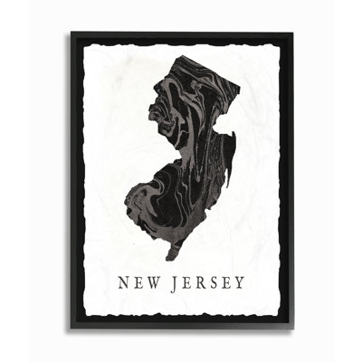 « marbleed paper new jersey state silhouette », impression