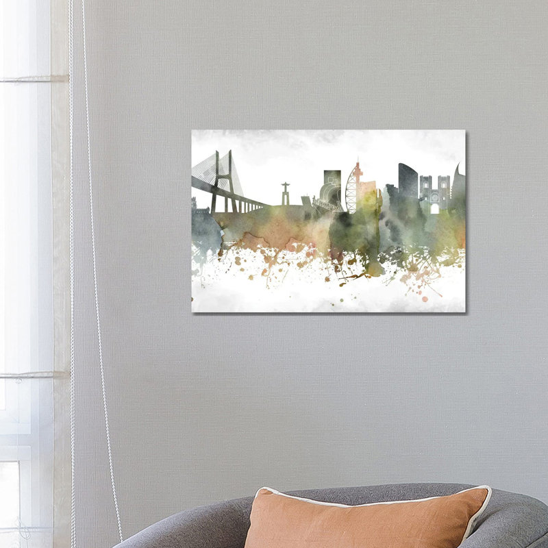 Lisbon Skyline by WallDecorAddict - Wrapped Canvas Print, 66.04 cm H x 45.72 cm W