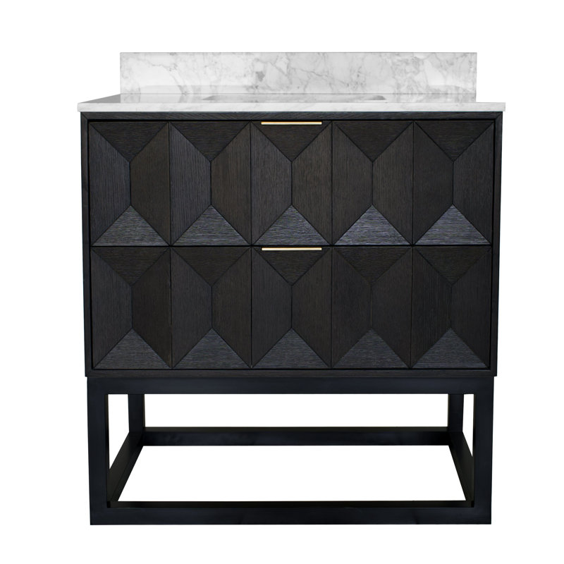 Ensemble de meuble-lavabo simple 36 po Carlet, Chêne foncé