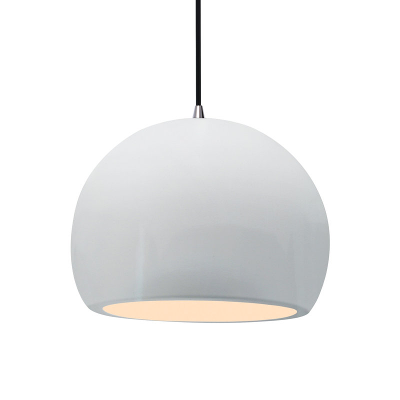 Luminaire suspendu à 1 lumière Aschwin, H 9,25 po x l 12,25 po x P 12,25 po, Blanc brillant, Nickel brossé