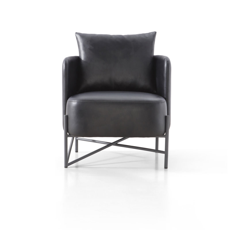 Laurent Armchair, Black Faux Leather